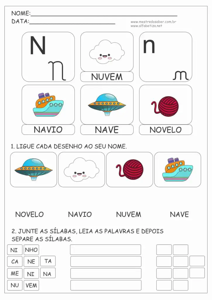 8 - Atividades 1 ano Alfabetização - Letra N