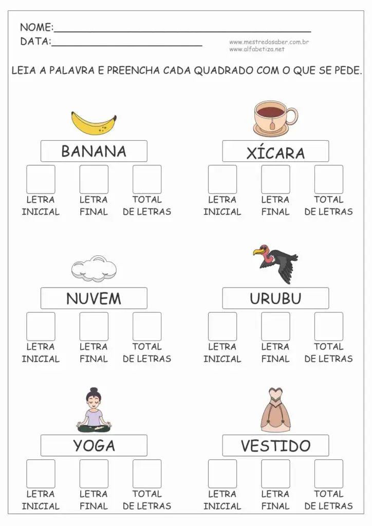 8 - Atividades de Alfabetização 1 ano para imprimir