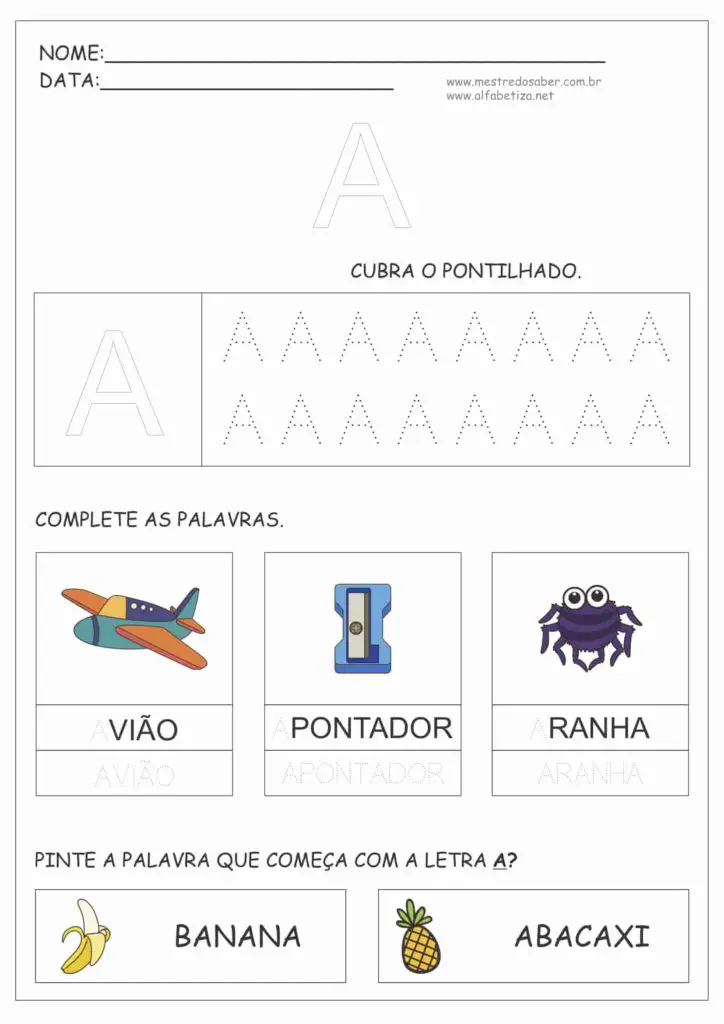 8 - Atividades de Alfabetização com a Letra A