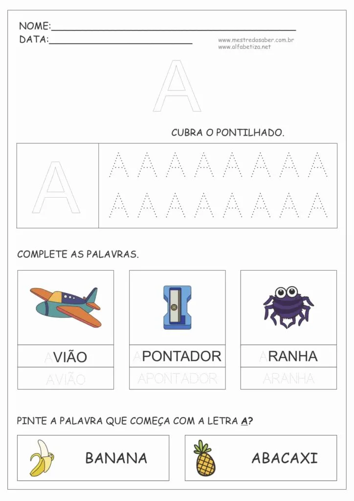 Atividades com a Letra A 11 8 - Atividades de Alfabetização com a Letra A