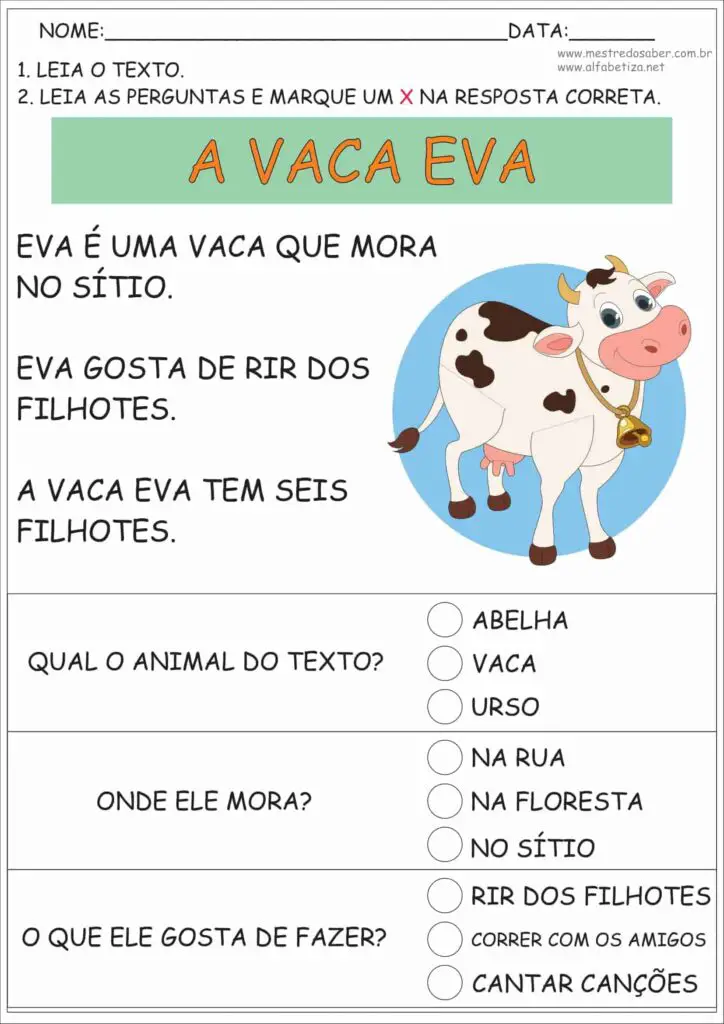 Texto Alfabetização: atividades simples e divertidas 11 8 - Texto Alfabetização - Mestre do Saber