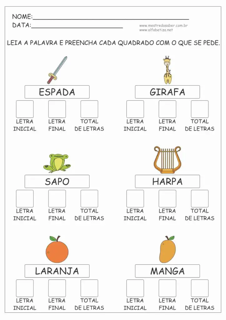 9 - Atividades de Alfabetização 1 ano para imprimir