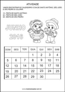 Atividades festa junina - Calendário