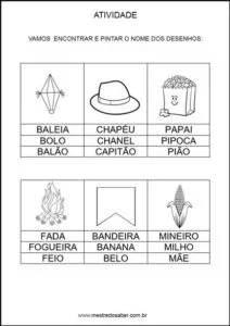 Atividades festa junina Educação infantil - Pinte
