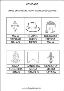 Atividades festa junina - pinte-pre-silabico