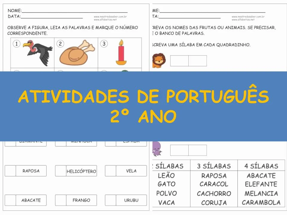Atividades de Português 2º ano - Mestre do Saber - Atividades de  Alfabetização