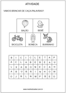 Alfabetização Caça Palavras letra B