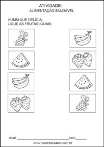 Projeto alimentação saudável educação infantil - Ligue iguais