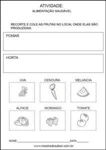 Projeto alimentação saudável educação infantil - Pomar e horta