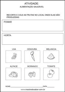 Projeto alimentação saudável educação infantil - Pomar e horta