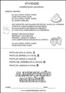 Projeto alimentação saudável educação infantil - Vamos cantar