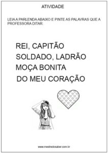 Atividade com parlenda rei capitão