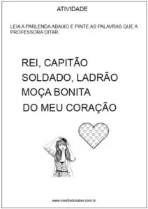 Atividade com parlenda rei capitão