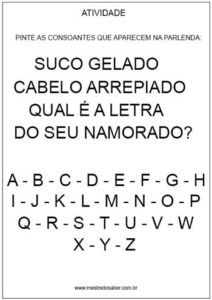 Atividades com Parlendas suco gelado alfabeto