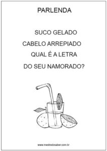 Atividades com Parlendas suco gelado parlenda