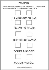 Atividades com Parlendas Um dois números