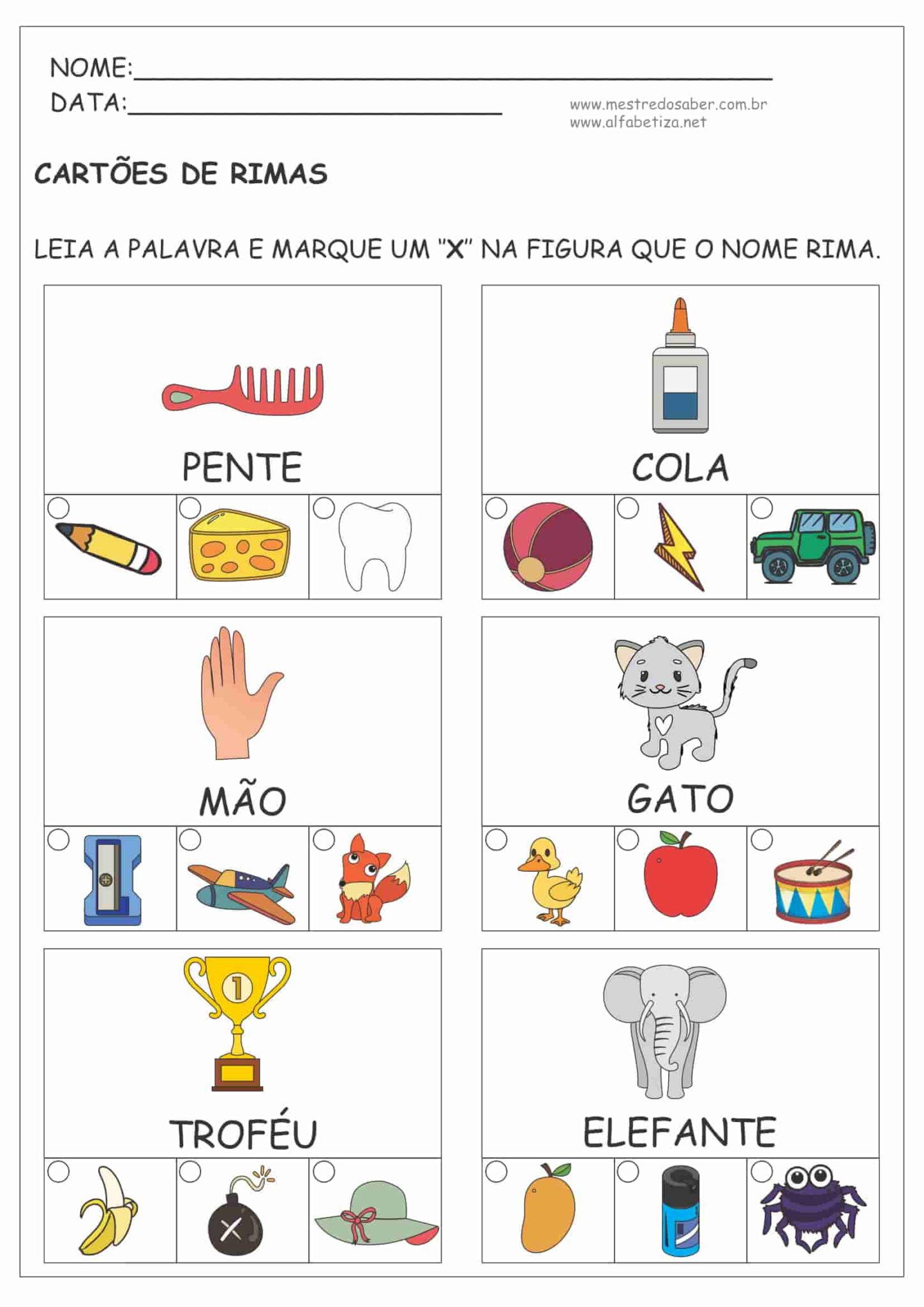 Atividades com Rimas - Alfabetização Mestre do Saber
