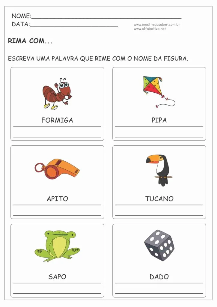 Atividades com Rimas 10 7 - Atividade de Rima