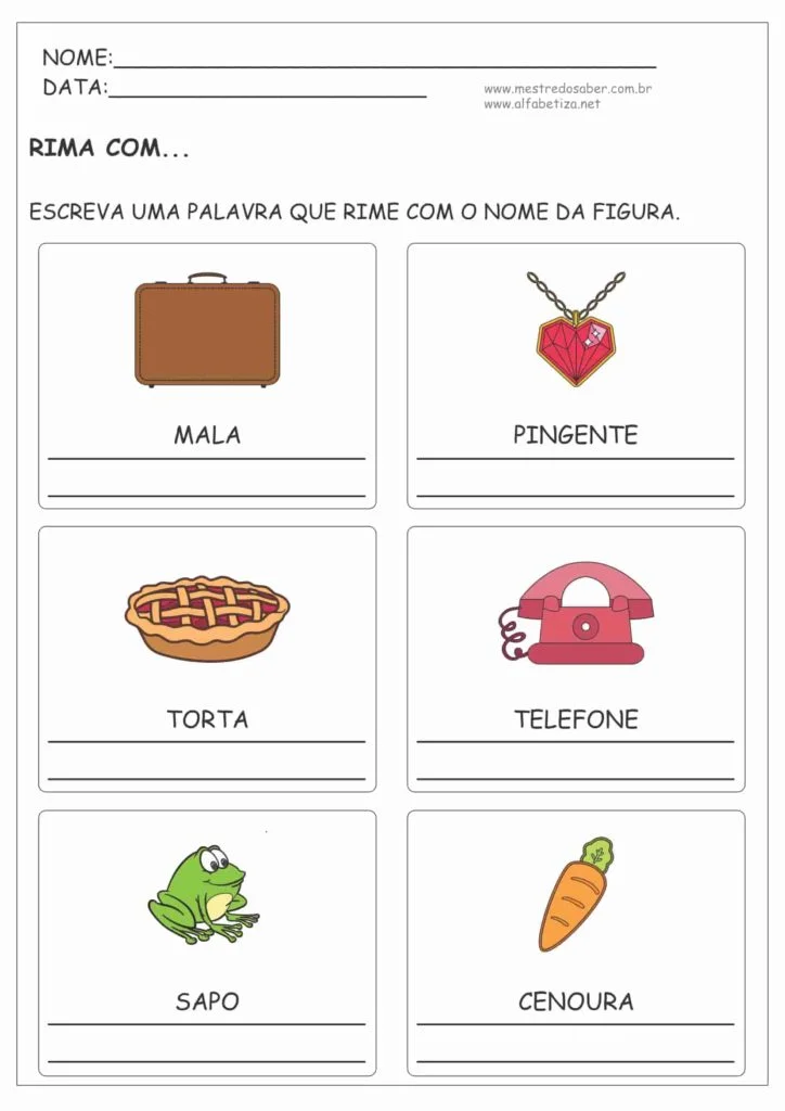 Atividades com Rimas 11 8 - Atividade de Rima