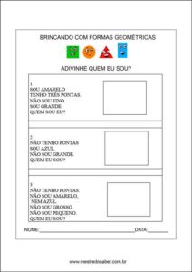 Formas Geometricas Educacao Infantil Mestre Do Saber