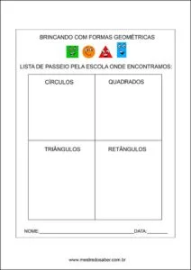Formas geométricas educação infantil - Passeio pela escola