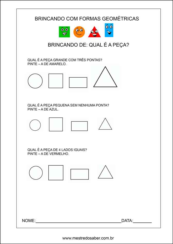 Atividades Escolares: Atividades com formas geométricas em inglês  Confira