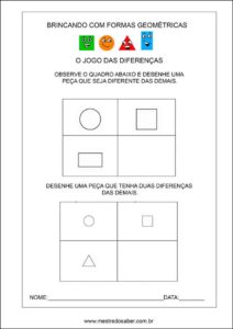 formas geométricas educação infantil - jogo das diferenças