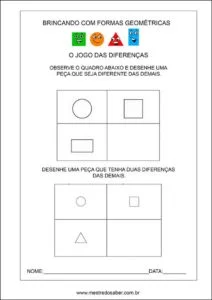 formas geométricas educação infantil - jogo das diferenças