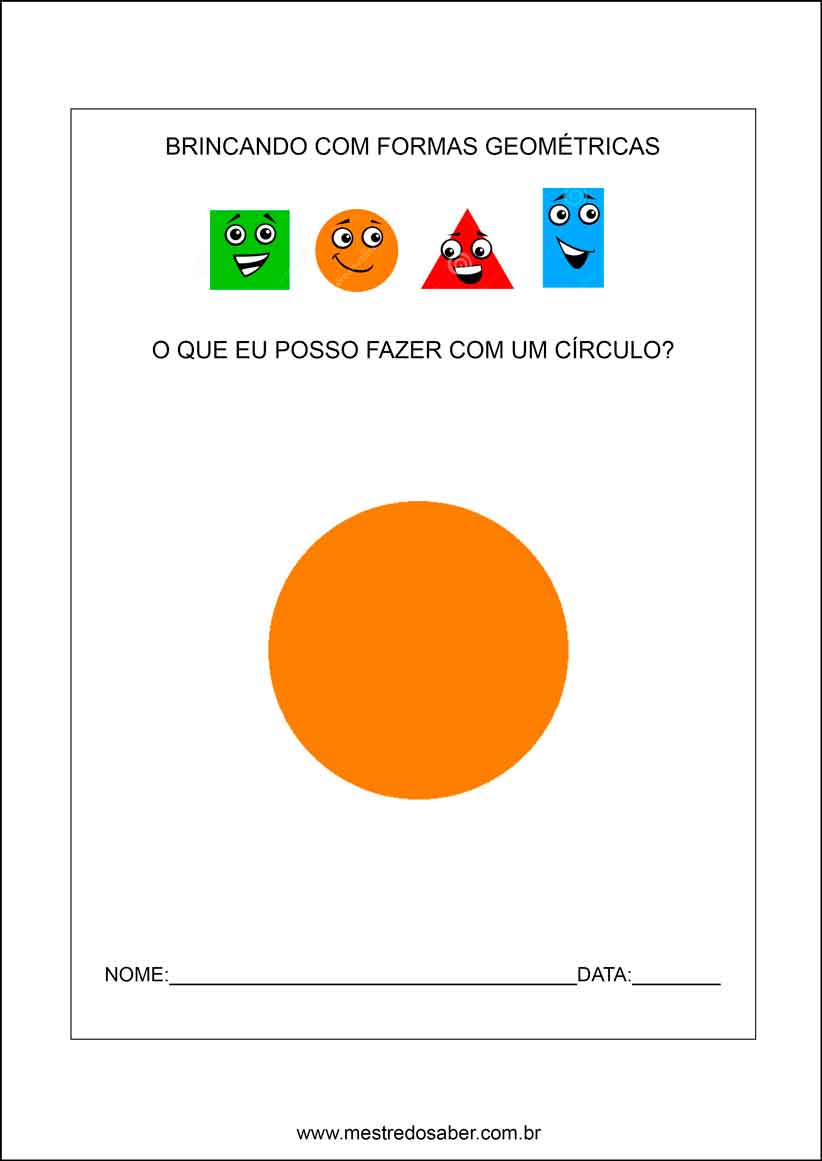 Jogo de educação para crianças, círculo de forma geométrica de