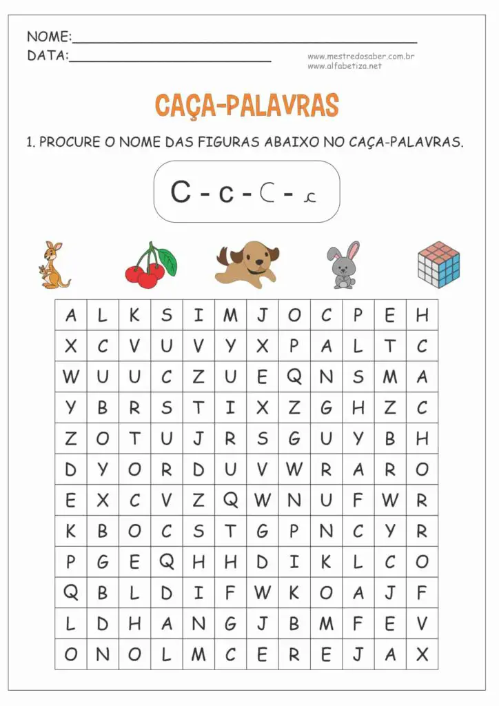 3 - Caça-Palavras  Infantil - Letra C