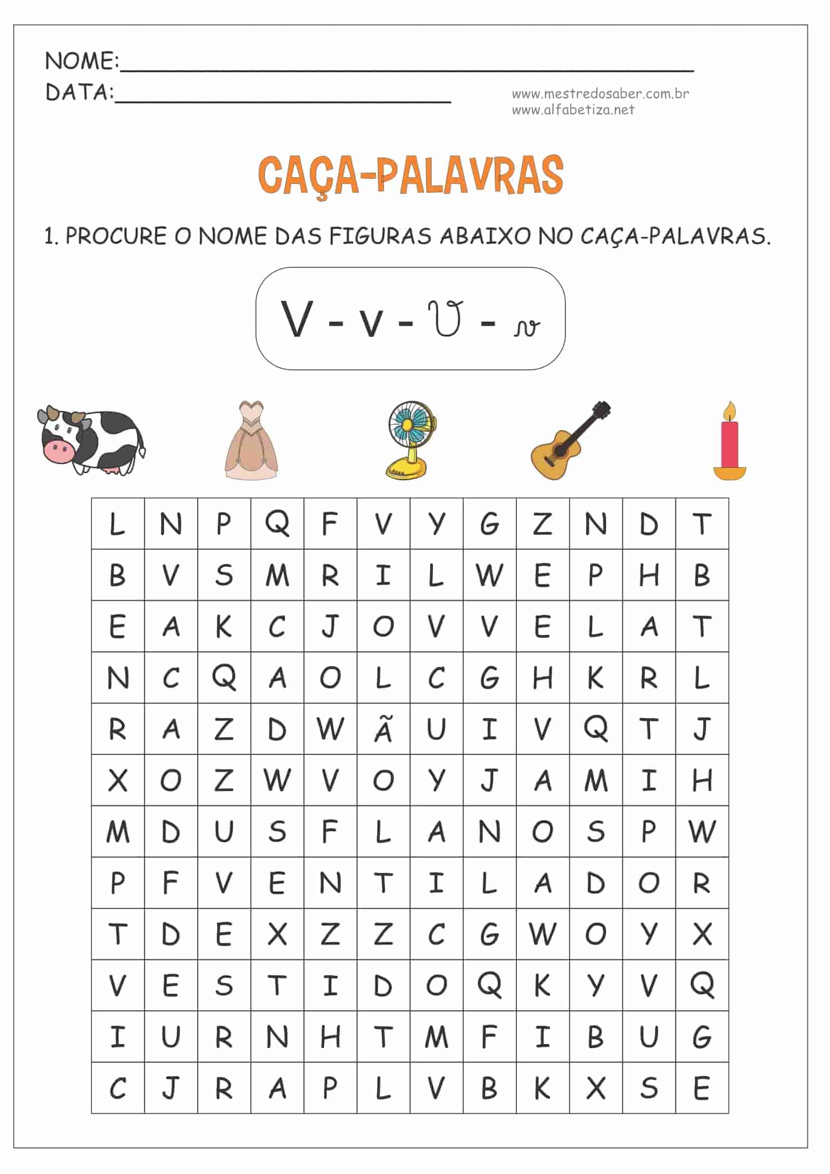 Jogo Educativo de Caça Palavras Para Imprimir Com Imagens, Letras