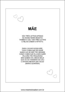 Caderno de receitas para o dia das mães - Mensagem