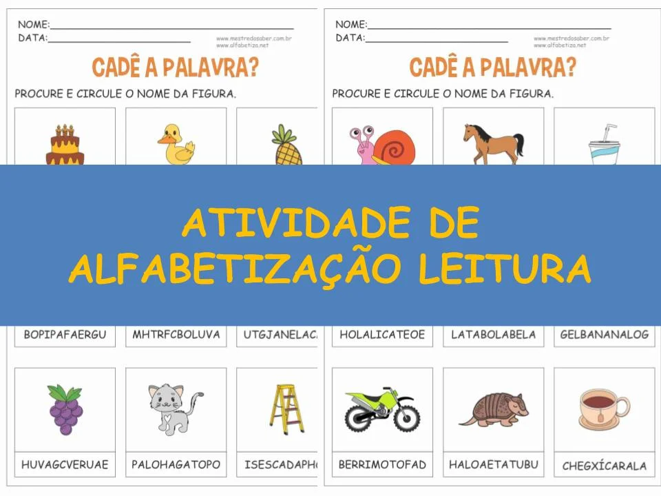 Atividade de Alfabetização Leitura - Mestre do Saber