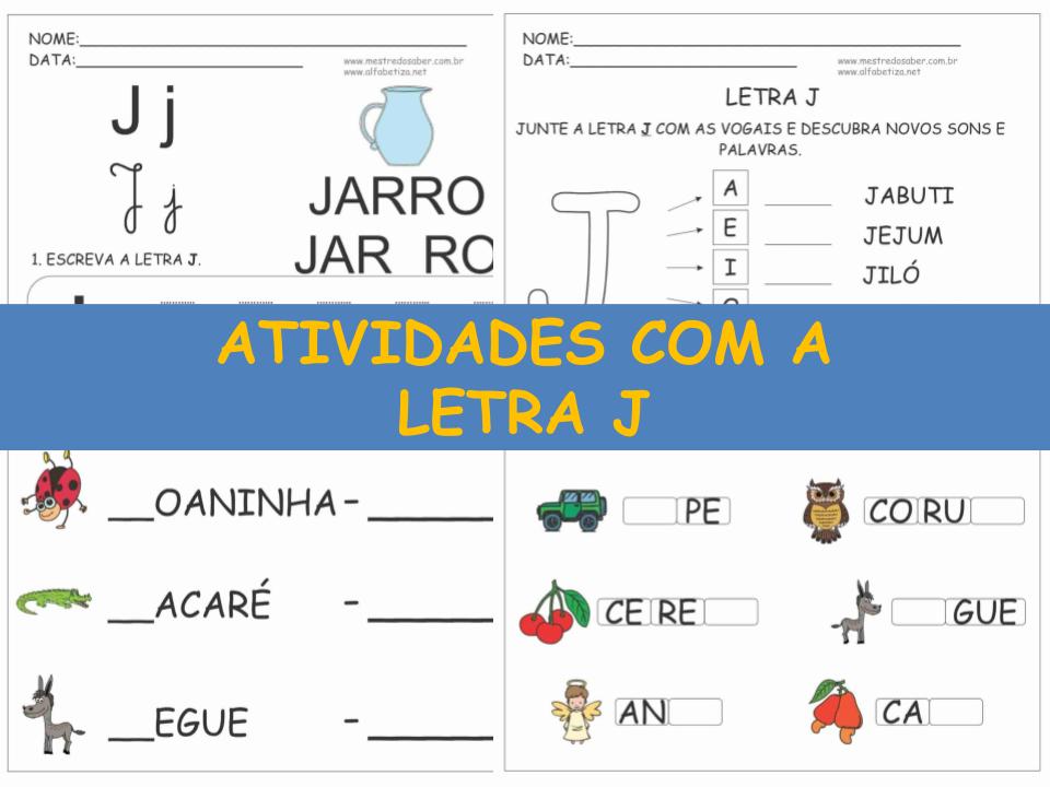capa atividades com a letra j