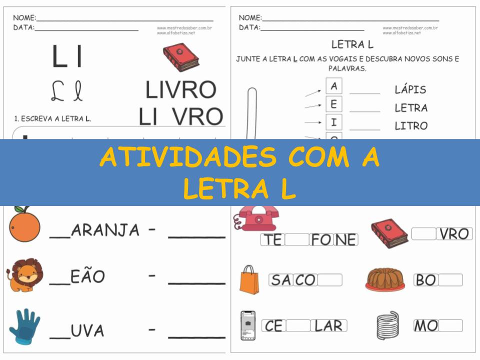 capa atividades com a letra l
