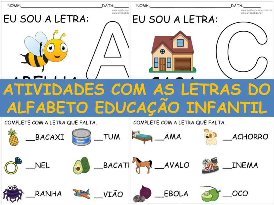 capa atividades com as letras do alfabeto educacao infantil