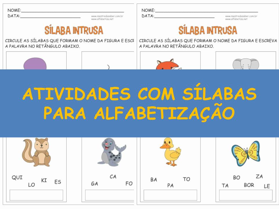 capa atividades com silabas para alfabetizacao