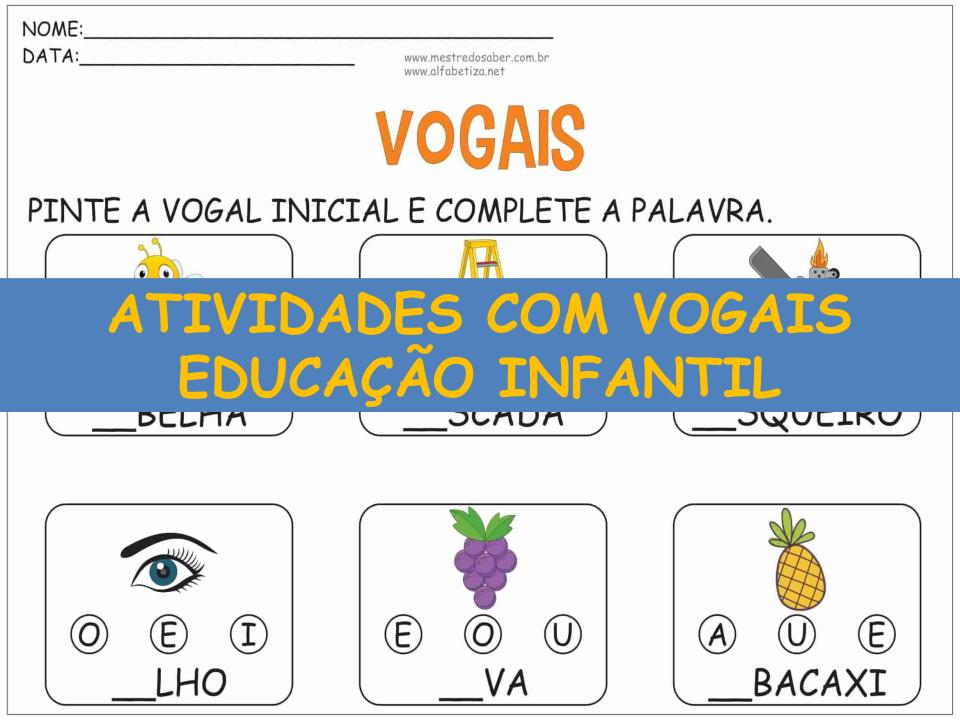 capa atividades com vogais educacao infantil