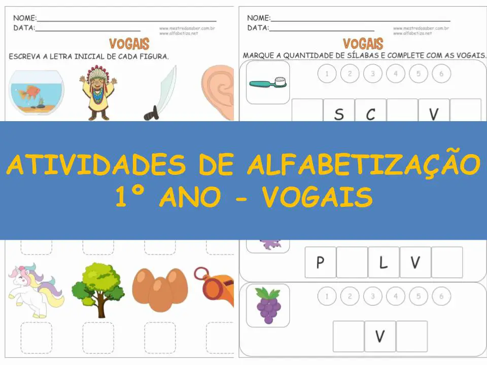 capa atividades de alfabetizacao 1 ano vogaiS