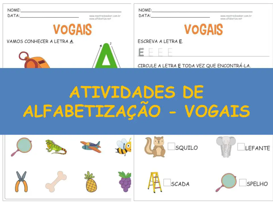 capa atividades de alfabetizacao vogais