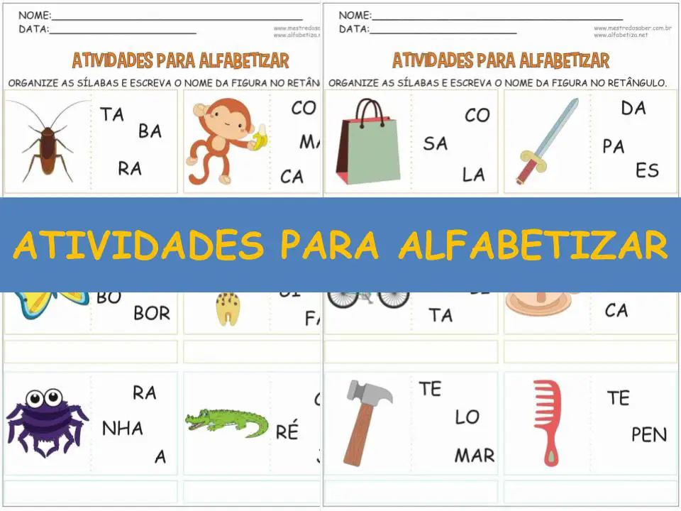 capa atividades para alfabetizar mestre do saber