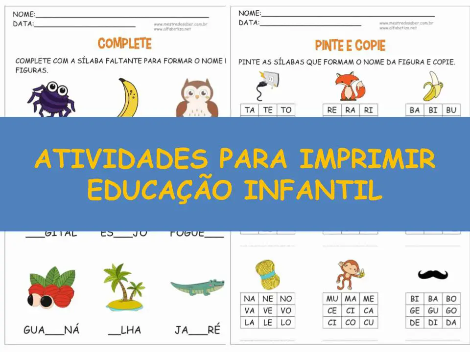 capa atividades para imprimir educacao infantil