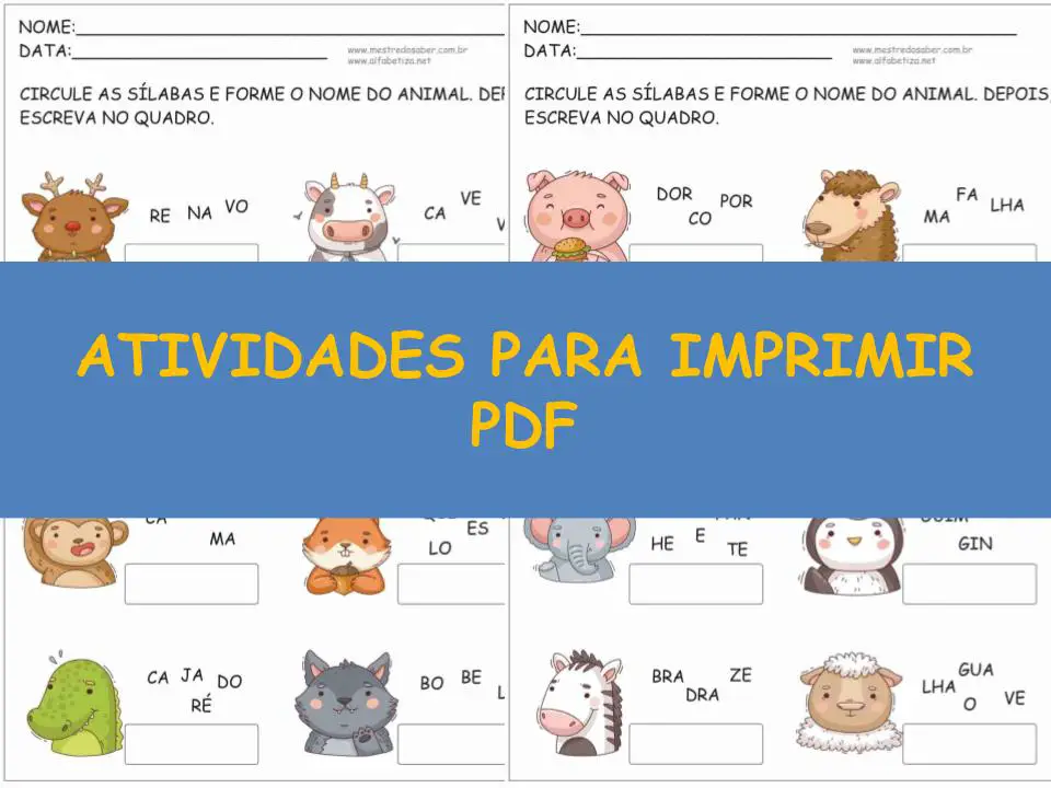 capa atividades para imprimir pdf