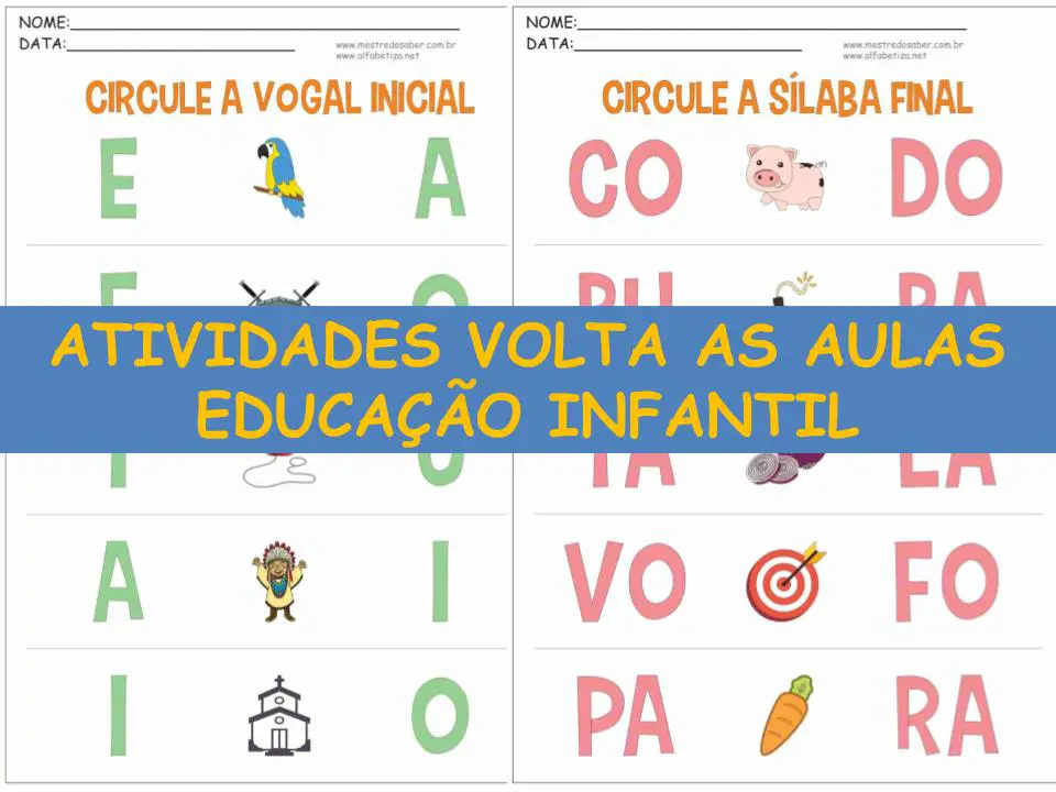 capa atividades volta as aulas educacao infantil