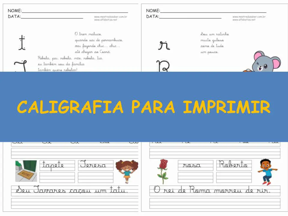 capa caligrafia para imprimir