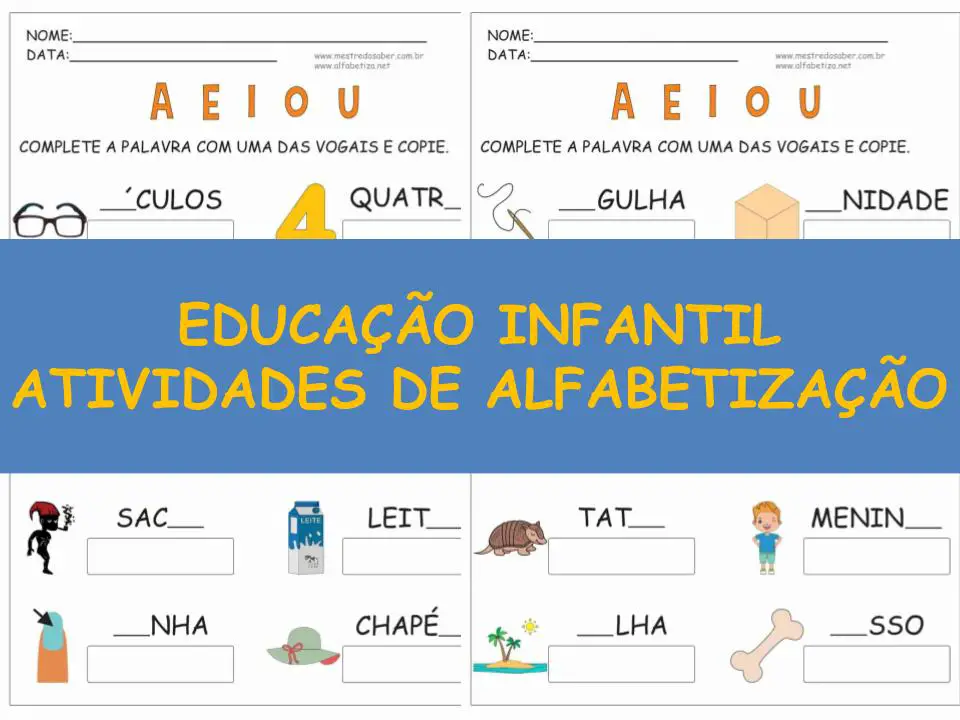 capa educacao infantil atividades de alfabetizacao