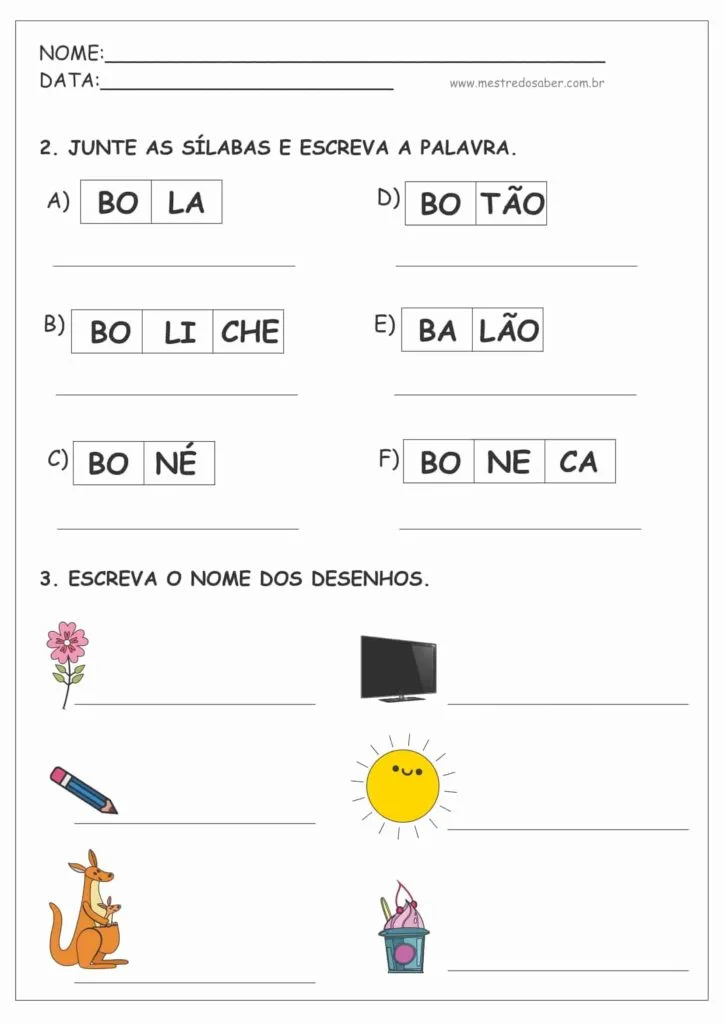 2 - Cartilha de Alfabetização Letra Bastão para Imprimir
