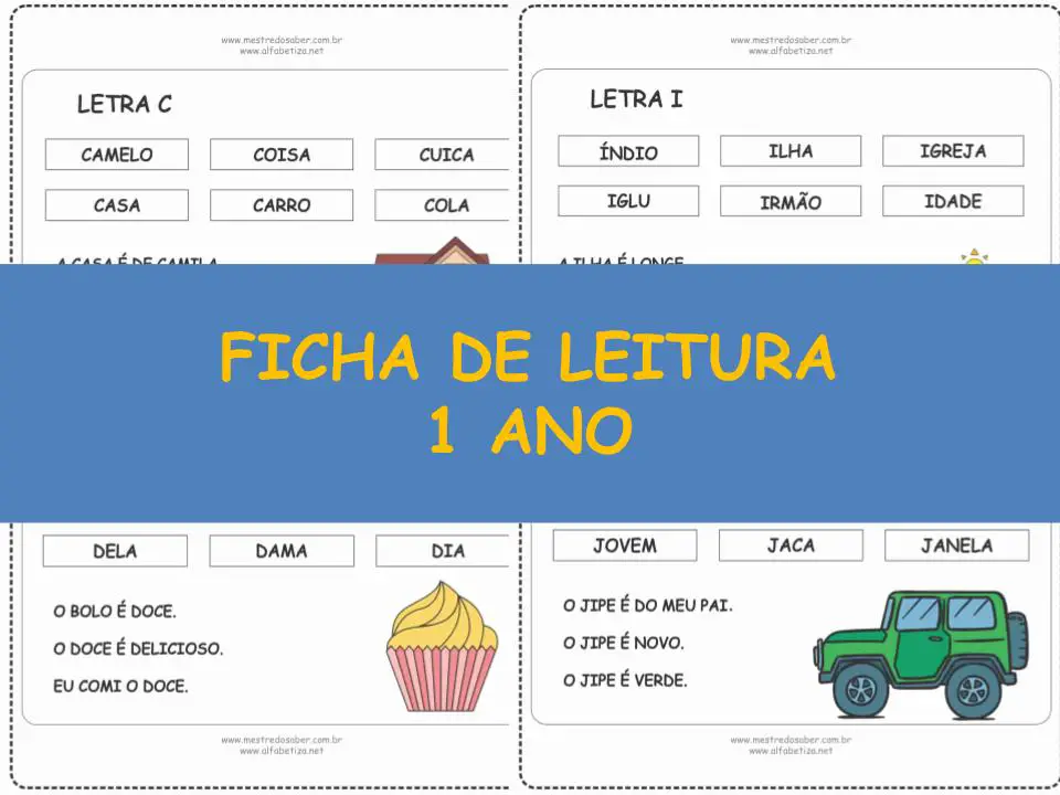 ficha de leitura 1 ano para imprimir