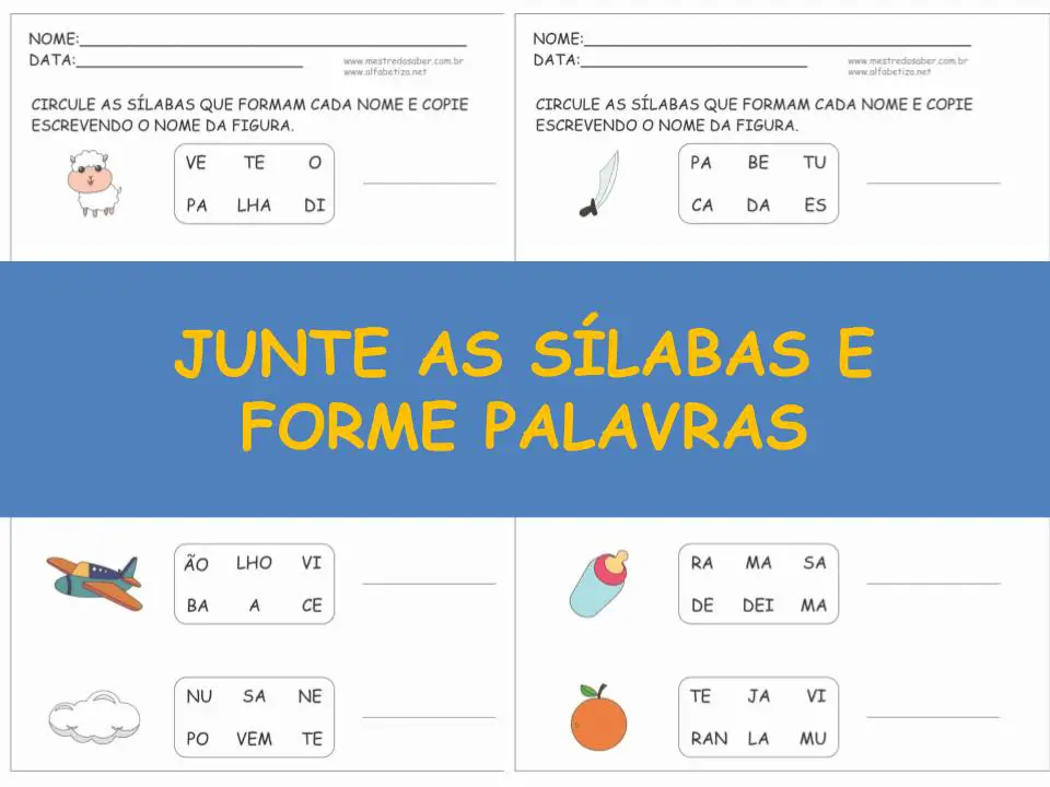 junte as silabas e forme palavras