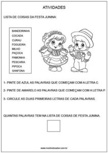 Projeto festa junina educação infantil - pinte letras